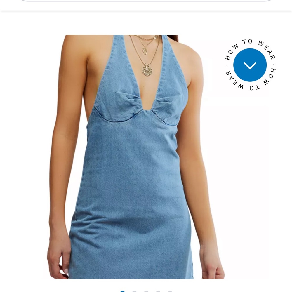 Free People Blue Denim Mini Dress - Picture 3 of 4